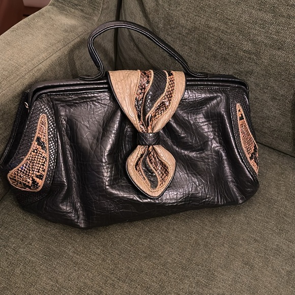 Black Snakeskin Handbag by Sylvia - Picture 1 of 9